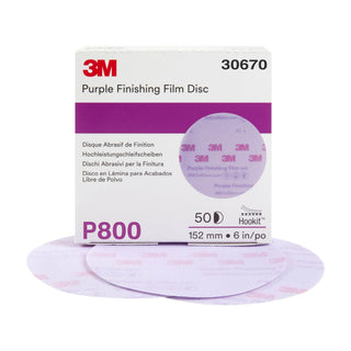 3M Hookit Purple Finishing Film Abrasive Disc 260L, 30670, 6 in, P800