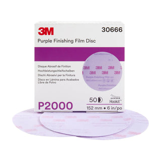 3M Hookit Purple Finishing Film Abrasive Disc 260L, 30666, 6 in,
P2000