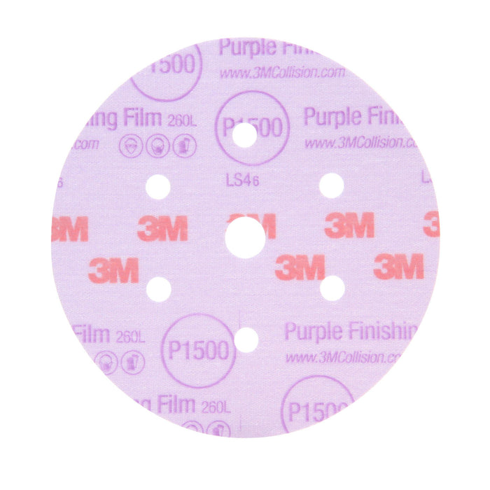 3M Purple Finishing Film Hookit 260L Disc Dust-Free, 51155, 6
in, P800