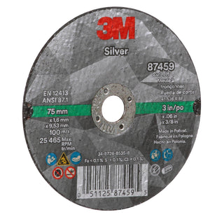 3M Silver Cut-Off Wheel, 87459, T1, 3 in x .060 in x 3/8 in