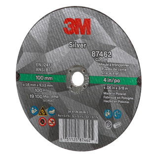 3M Silver Cut-Off Wheel, 87462, T1, 4 in x .060 in x 3/8 in