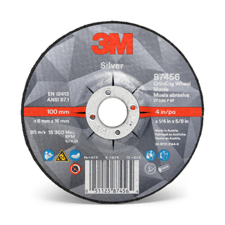 3M Silver Depressed Center Grinding Wheel, 87456, T27, 4 in x 1/4 in x
5/8 in