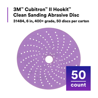 3M Cubitron II Hookit Clean Sanding Abrasive Disc, 31484, 6 in, 400+
grade