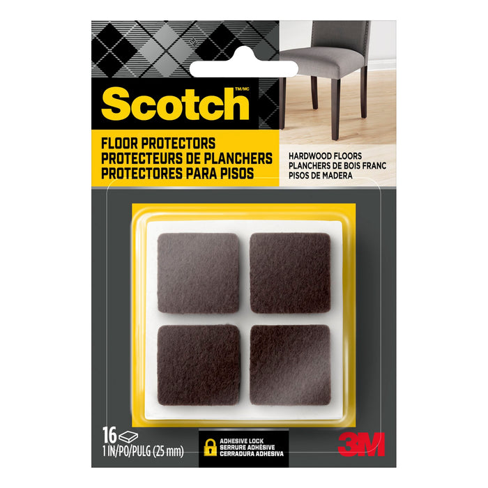 Scotch Felt Pads Square, SP854-NA, 1 inch, Brown