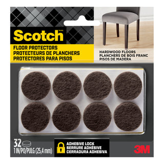 Scotch Round Felt Pads, SP822-NA, 1 in, Brown