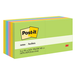 Post-it® Notes, 654-14AU, 3 in x 3 in (76 mm x 76 mm), Jaipur colors