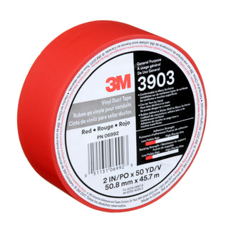 3M Vinyl Duct Tape 3903, Red, 2 in x 50 yd, 6.5 mil, 24 Rolls/Case,