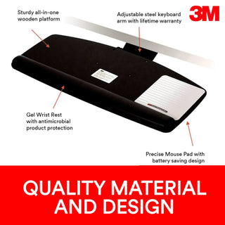 3M Easy Adjust Keyboard Tray with Standard Keyboard and Mouse Platform