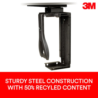 3M Adjustable Under-desk CPU Holder with 360 Degree Swivel, Black,CS200MB