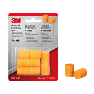 3M Disposable Classic Earplugs, 90580H4-C, 4 pairs/pack