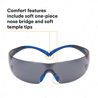 3M SecureFit Safety Glasses SF402SGAF-BLU, Blue/Gray