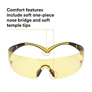 3M SecureFit Safety Glasses SF403SGAF-YEL, Yellow/Black