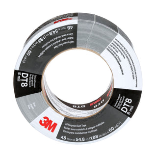 3M All Purpose Duct Tape DT8, Silver, 48 mm x 54.8 m, 8 mil, 24Roll/Case