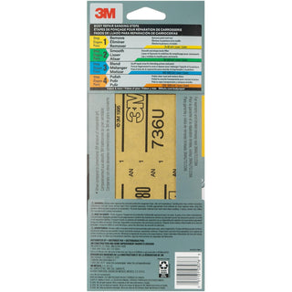 3M Precision Shaped Grain Sandpaper, 03076SRP, 3 2/3x9, 80 Grit, 6 per
case