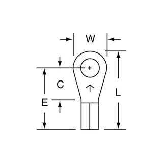 3M Non-Insulated Butted Seam Ring Tongue Terminal 12-8, Max. Temp. 347°F