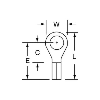 3M Non-Insulated Butted Seam Ring Tongue Terminal L-12-10, Max. Temp.347 °F