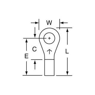 3M Non-Insulated Brazed Seam Ring Tongue Terminal 12-8S-W, Max. Temp.347 °F