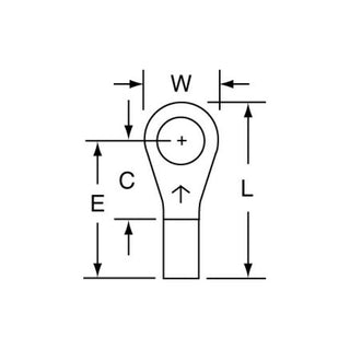 3M Non-Insulated Brazed Seam Ring Tongue Terminal L-12-10-W, Max. Temp.347 °F