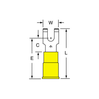 3M Vinyl Insulated Butted Seam Flanged Block Fork Terminal BS-23-6-P