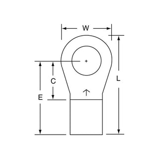 3M Non-Insulated Brazed Seam Ring Tongue Terminal 16-38-W, Max. Temp.347 °F