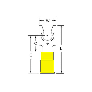 3M Vinyl Insulated Butted Seam Locking Fork Terminal, SS-33-14-P