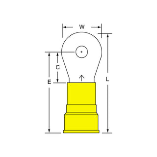 3M Nylon Insulated Brazed Seam Ring Tongue Terminal, 16-10-WN