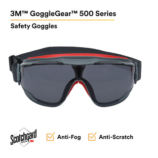 3M GoggleGear 500 Series GG502SGAF, Gray Scotchgard Anti-fog lens