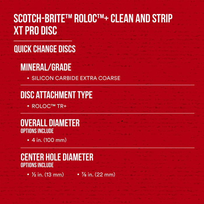 Scotch-Brite Roloc+ Clean and Strip XT Pro Disc, XO-ZR+, SiC Extra Coarse, TR+