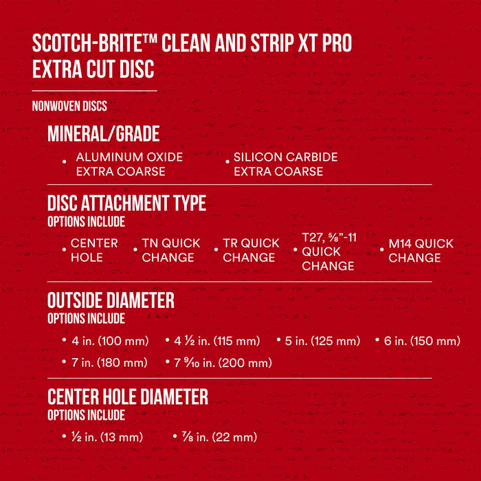 Scotch-Brite Clean and Strip XT Pro Extra Cut Disc, XC-DC, A/O Extra
Coarse, GRN