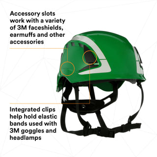 3M SecureFit Safety Helmet, X5004VX-ANSI,  Green, vented, 1Ea/Box