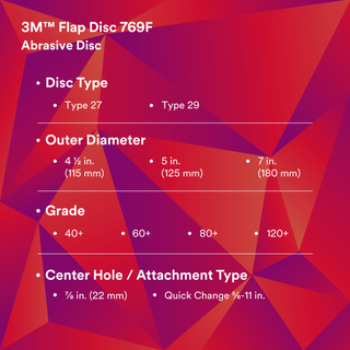 3M Flap Disc 769F, 80+, T29 Quick Change, 7 in x 5/8 in-11