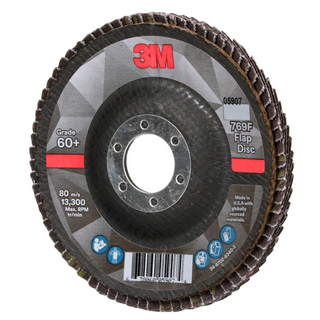 3M Flap Disc 769F, 60+, T29, 4-1/2 in x 7/8 in