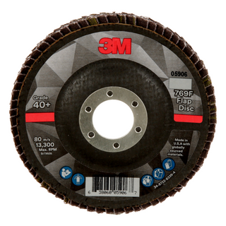 3M Flap Disc 769F, 40+, T29, 4-1/2 in x 7/8 in