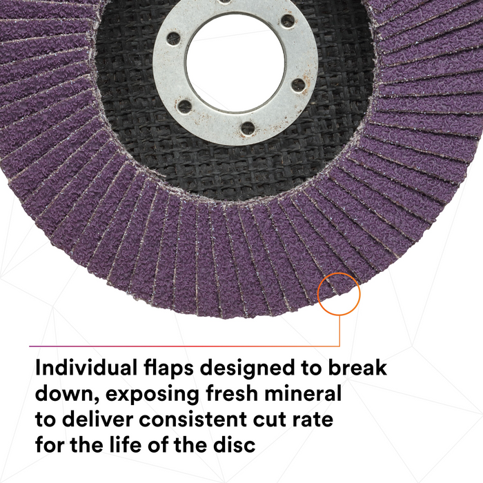 3M Flap Disc 769F, 40+, T27 Quick Change, 7 in x 5/8 in-11