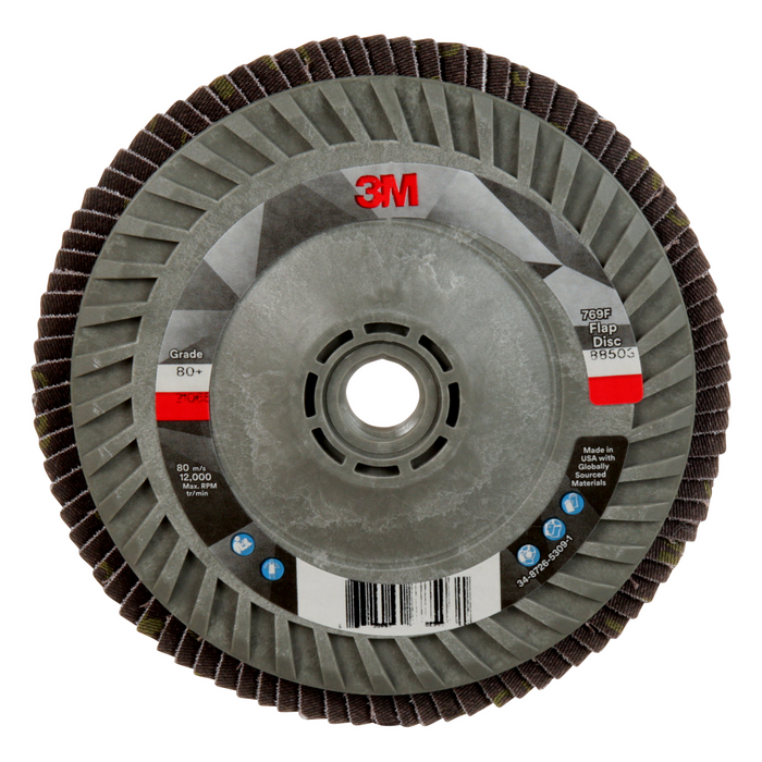 3M Flap Disc 769F, 40+, T27 Quick Change, 7 in x 5/8 in-11