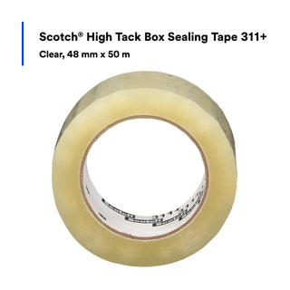 Scotch® Box Sealing Tape 311+, Clear, 48 mm x 50 m