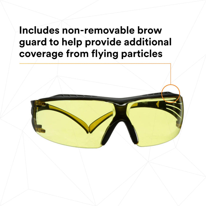 3M SecureFit 400 Series Safety Glasses SF403XSGAF-YEL, Yellow/Black