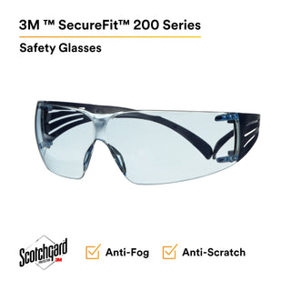 3M SecureFit 200 Series SF204SGAF-BLU, Blue Temples