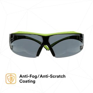 3M SecureFit 400 Series Safety Glasses SF402XAF-GRN, Green/Black