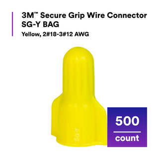 3M Secure Grip Wire Connector SG-Y BAG, Yellow, 500 per bag