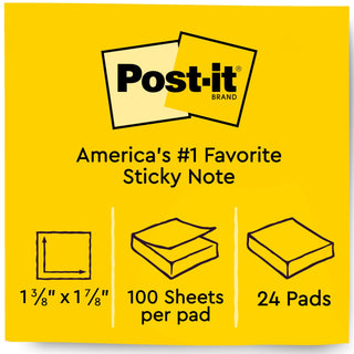 Post-it® Notes 653-24APVAD, 1 3/8 in x 1 7/8 in (34,9 mm x 47,6 mm)