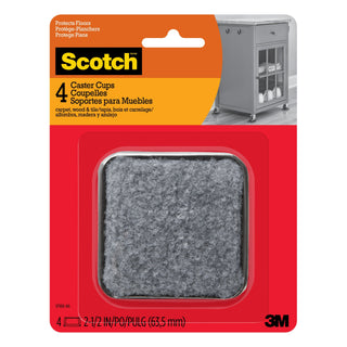 Scotch Caster Cups SP906-NA, Square Felt Gray 2.5-in 4/pk