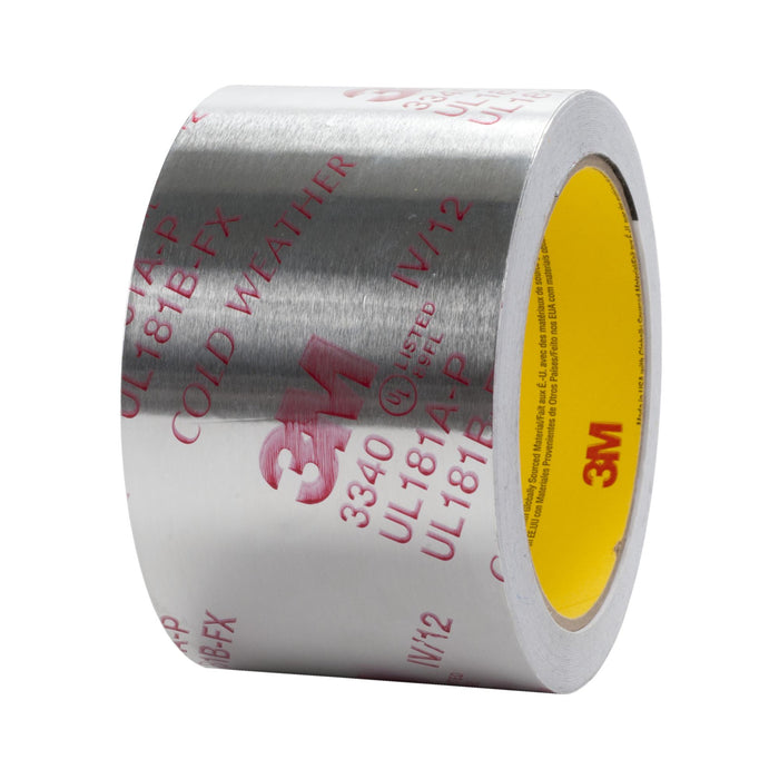 3M Foil Tape 3340, Silver, 2 1/2 in x 50 yd, 3.9 mil