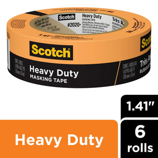 Scotch® Heavy Duty Masking Tape 2020+-36AP6, 1.41 in x 60.1 yd (36mm x55m)