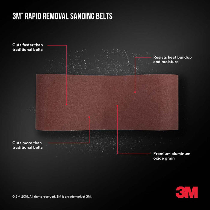 3M Rapid Removal 4x36 Power Sanding Belt, 36 grit, Belt4x361pk36, 1 pk