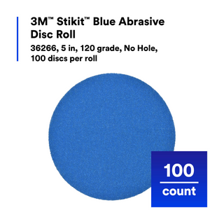 3M Stikit Blue Abrasive Disc Roll, 36266, 5 in, 120 grade, No Hole