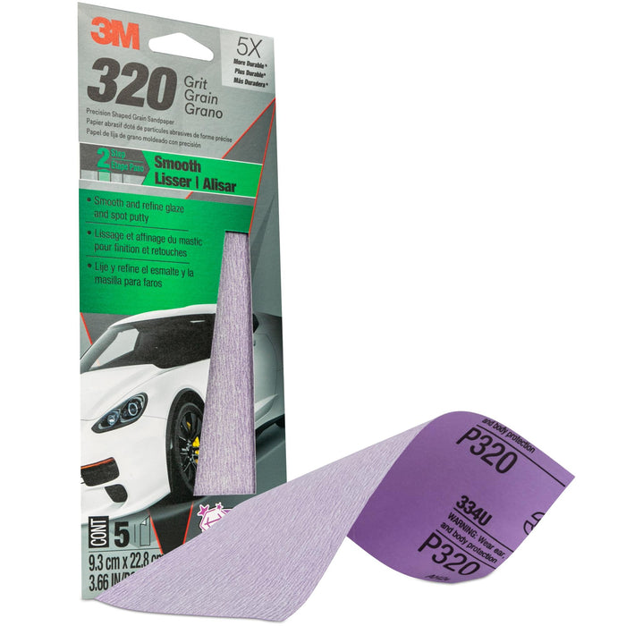 3M Premium Automotive Sandpaper, 03078, 3 2/3 in x 9 in, 320 Grit