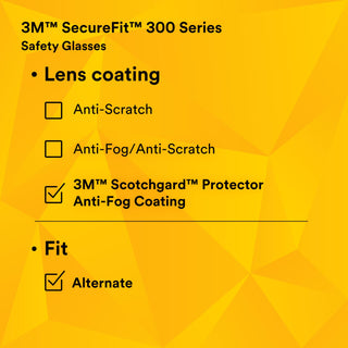 3M SecureFit 300 Series, SF302SGAF-LBL, Ice Blue Temples