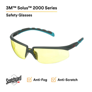 3M Solus 2000 Series, S2003SGAF-BGR, Gray/Blue-Green Temples