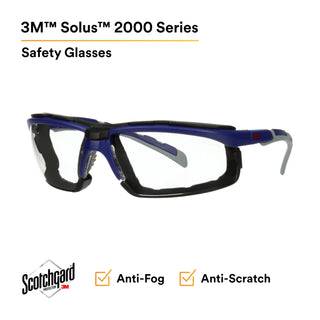 3M Solus 2000 Series, S2001SGAF-BGR-F, Gray/Blue-Green Temples